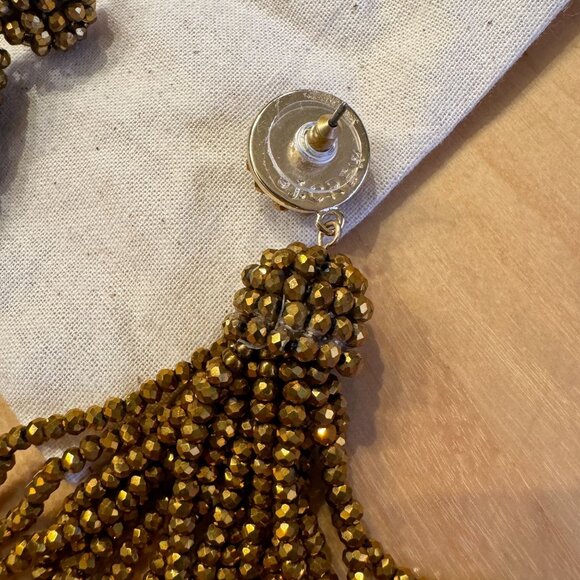 J. Crew Faceted Tassel Gold-plated Recycled Brass Earrings New Without Tags! - Picture 4 of 4